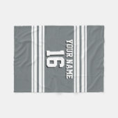 Charcoal Gray White Team Jersey Fleece Deken (Voorkant (Horizontaal))