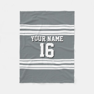Charcoal Gray White Team Jersey Fleece Deken