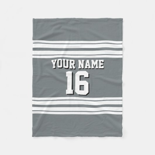 Charcoal Gray White Team Jersey Fleece Deken (Voorkant)
