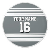 Charcoal Gray White Team Jersey Keramische Knop (Voorkant)