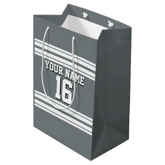 Charcoal Gray White Team Jersey Medium Cadeauzakje (Achterkant Gekanteld)