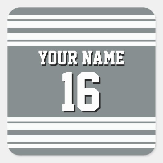 Charcoal Gray White Team Jersey Vierkante Sticker (Voorkant)