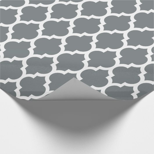 Charcoal Gray White XL Moroccan Quatrefoil #4 Cadeaupapier (Hoek)