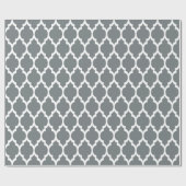 Charcoal Gray White XL Moroccan Quatrefoil #4 Cadeaupapier (Vlak)