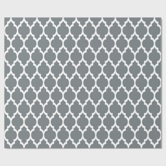 Charcoal Gray White XL Moroccan Quatrefoil #4 Cadeaupapier (Vlak)