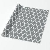 Charcoal Gray White XL Moroccan Quatrefoil #4 Cadeaupapier (Uitgerold)