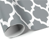 Charcoal Gray White XL Moroccan Quatrefoil #4 Cadeaupapier (Rol Hoek)