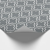 Charcoal Gray White XL Moroccan Quatrefoil #7DS Cadeaupapier (Hoek)