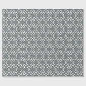 Charcoal Gray White XL Moroccan Quatrefoil #7DS Cadeaupapier (Vlak)