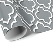 Charcoal Gray White XL Moroccan Quatrefoil #7DS Cadeaupapier (Rol Hoek)