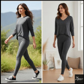 Charcoal Gray Woven Glitch Textured Plaid Leggings