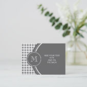 Charcoal Grey and White Gingham, Your Monogram Visitekaartje (Staand voorkant)