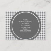 Charcoal Grey and White Gingham, Your Monogram Visitekaartje (Achterkant)