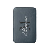 Charcoal grey bath mat with elegant name monogram (Voorkant Verticaal)