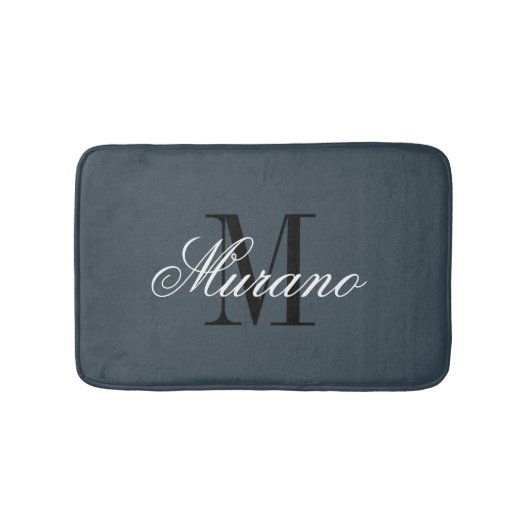 Charcoal grey bath mat with elegant name monogram (Voorkant)