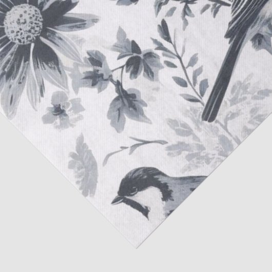 Charcoal Grey Bird Toile Tissuepapier (Detail)