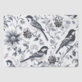 Charcoal Grey Bird Toile Tissuepapier (Voorkant)