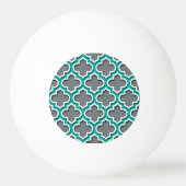 Charcoal Grey Blauwgroen White Moroccan Quatrefoil Pingpongbal (Achterkant)