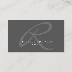Charcoal Grey Elegante Minimalistische Logo Visitekaartje