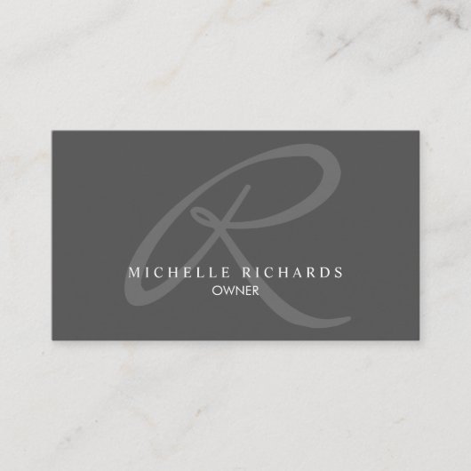 Charcoal Grey Elegante Minimalistische Logo Visitekaartje (Voorkant)