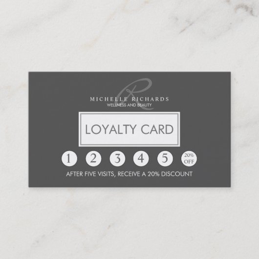Charcoal Grey Elegante Minimalistische Loyaliteit  Klantenkaartje (Voorkant)