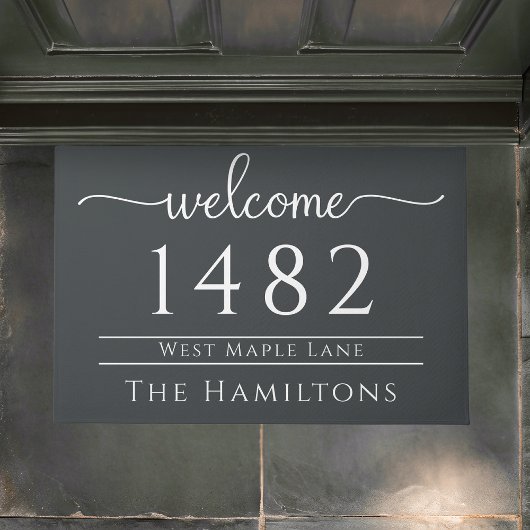 Charcoal Grey familienaam Gepersonaliseerd adres Deurmat