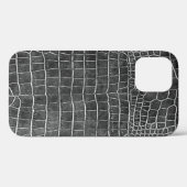Charcoal Grey Faux Crocodile Leather Case-Mate iPhone Case (Achterkant (horizontaal))