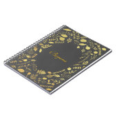 Charcoal Grey & Faux Gold Floral Notitieboek Journ (Linkerzijde)