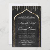 Charcoal Grey Gold Ethnic Indian Arch Wedding Kaart (Voorkant)