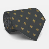 Charcoal Grey & Gold Fleur de Lis Stropdas (Opgerold)
