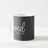 Charcoal Grey Love Faith Quote minimalistisch Koffiemok (Voorkant links)
