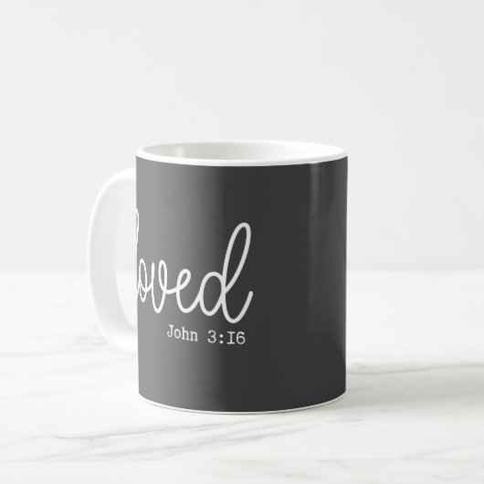 Charcoal Grey Love Faith Quote minimalistisch Koffiemok (Voorkant links)