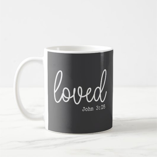 Charcoal Grey Love Faith Quote minimalistisch Koffiemok (Links)