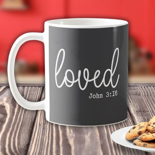 Charcoal Grey Love Faith Quote minimalistisch Koffiemok