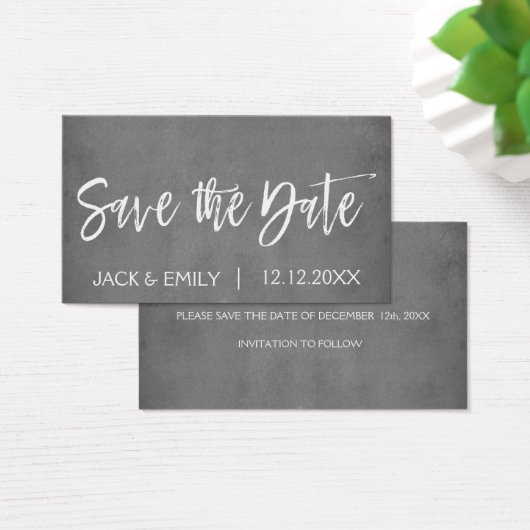 Charcoal Grey of Silver Save the Date Visitekaartje (Bureau)