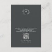 Charcoal Grey QR Code Monogram Enclosure Card Informatiekaartje (Achterkant)