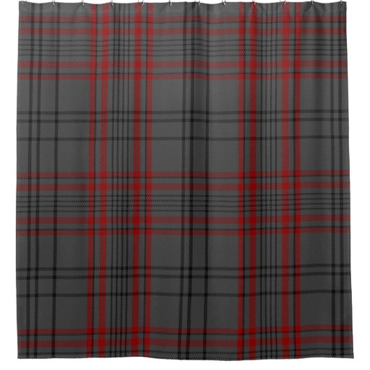 Charcoal Grey Red Black Tartan check Douchegordijn (Voorkant)