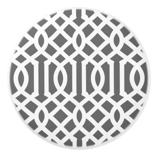 Charcoal Grey Trellis Keramische Knop (Voorkant)