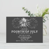 Charcoal Grey  vuurwerk 4 juli feest Kaart (Staand voorkant)
