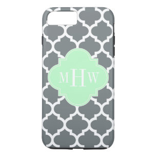 Charcoal Grey White Moroccan #5 Mint Name Monogram Case-Mate iPhone Case