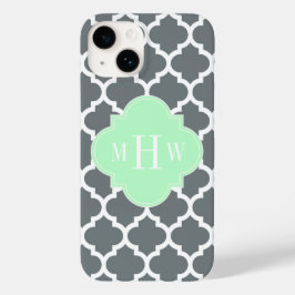 Charcoal Grey White Moroccan #5 Mint Name Monogram Case-Mate iPhone Case