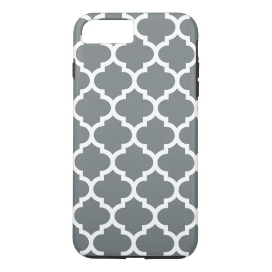 Charcoal Grey White Moroccan Quatrefoil Pattern #5 Case-Mate iPhone Case (Achterkant)