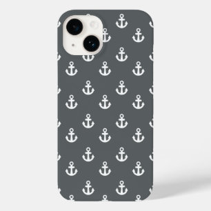 Charcoal Grey White Ships Anchors Pattern Case-Mate iPhone Case