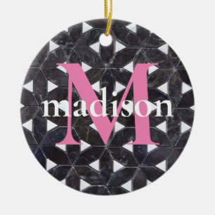 Charcoal grijs mozaïek   Bloem van het Levenspatro Keramisch Ornament