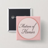 Charcoal grijy light roze Matron of Honor button (Voorkant /achterkant)