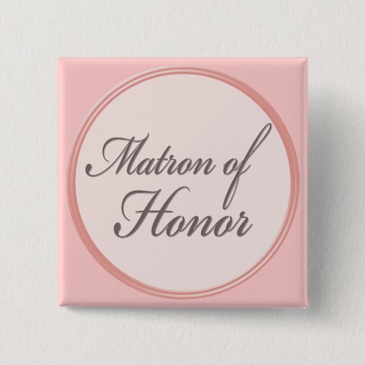 Charcoal grijy light roze Matron of Honor button (Voorkant)
