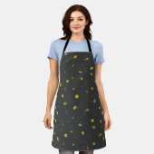 Charcoal Japanese Dandelion Floral Pattern Schort (Gedragen)