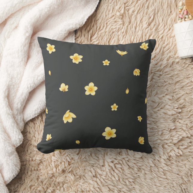 Charcoal Japanese Wintersweet Floral Pattern Kussen (Deken)