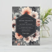 Charcoal Luminous Flora Wedding Kaart (Staand voorkant)