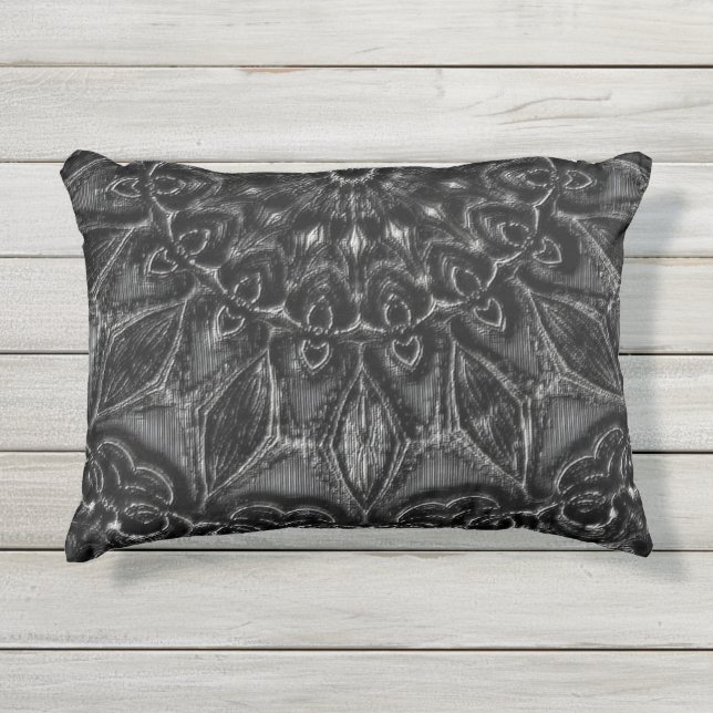Charcoal Mandala Buitenkussen (Voorkant)